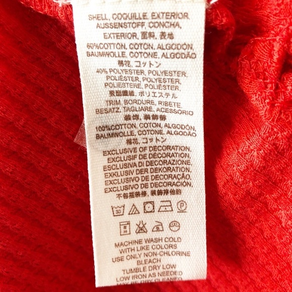 New Free People Crimson Red Ribbed Lace Bell Sleeve V Neck Top Shirt - Picture 15 of 16